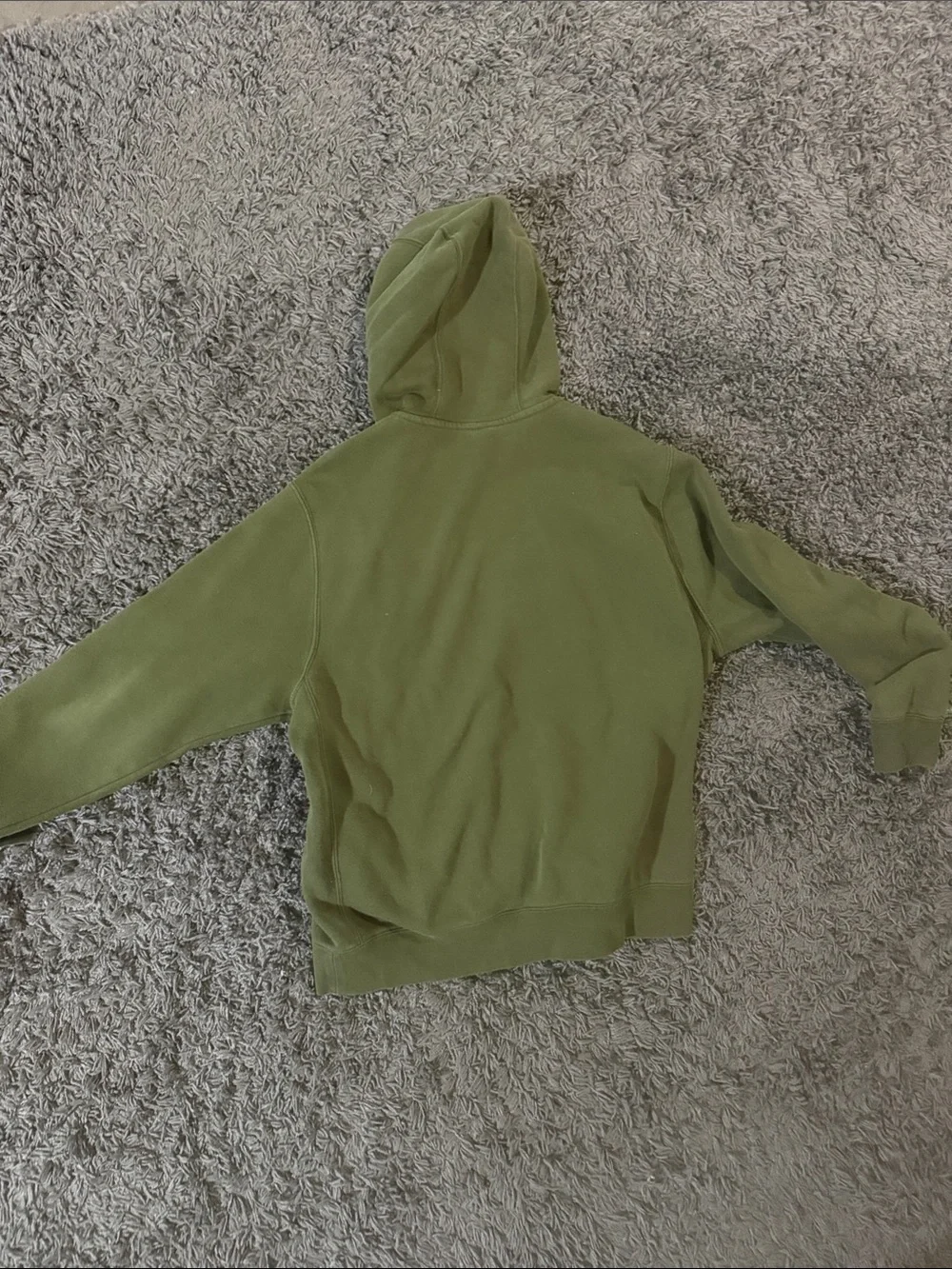 Nike Olive Green Hooded Sweatshirt with White Swoosh